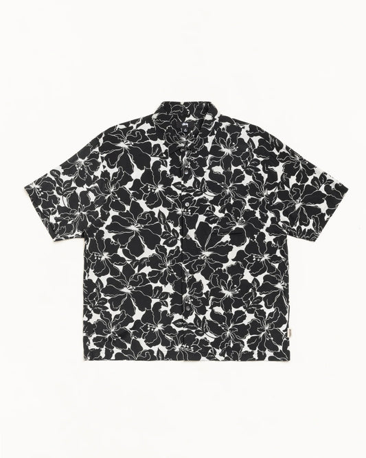 Stussy "Floral Hawaiian Shirt" Mens - Black