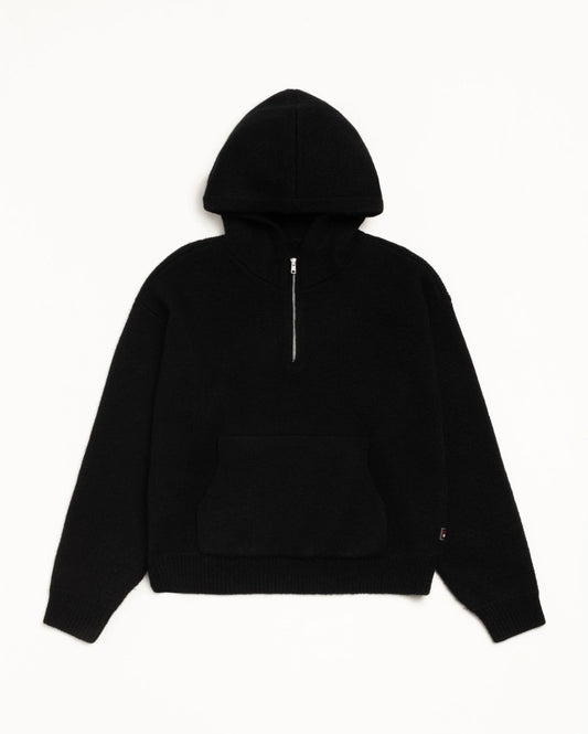 Stussy "Quarter Zip Sweater Hood" M - Black