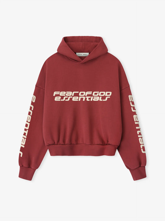 Fear of God Essentials "Cropped Relaxed Hoodie" M - Crimson