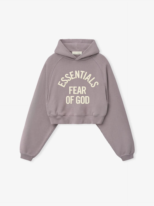 Fear of God Essentials "Campus 90'S Cropped Raglan Hoodie" Womens- Faded Mauve