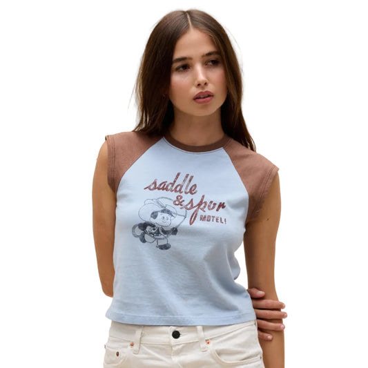 Daydreamer "Saddle & Spur Motel Raglan Tank" Womens - Sky Way Combo