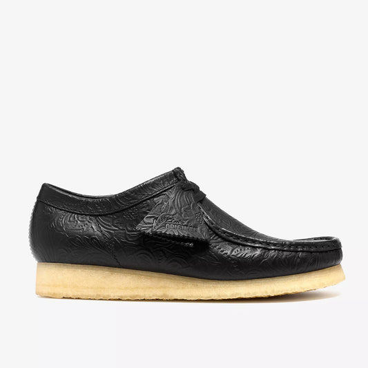 Clarks "Wallabee" Mens - Black Leather Embossed