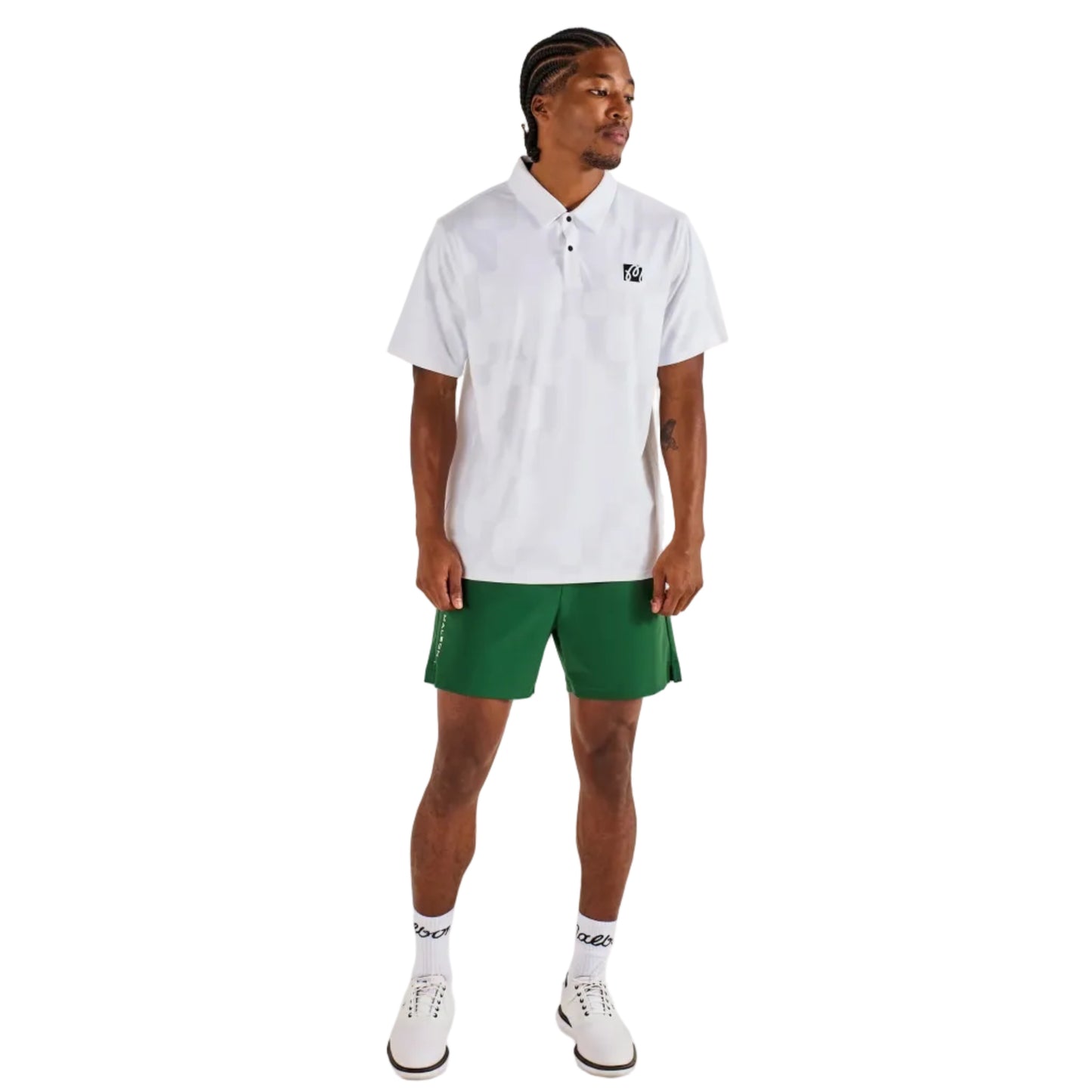 Malbon "Performance Mesh Paneled Polo" Mens - White
