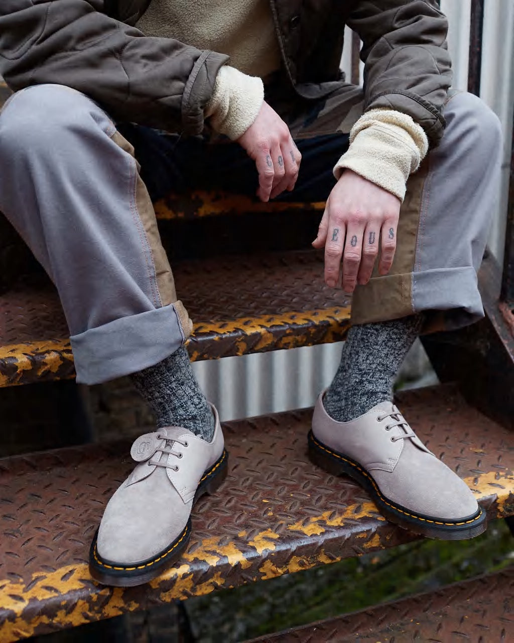 Dr. Martens "1461 Made in England Reverse Grain Suede Oxford " M - Pewter Grey