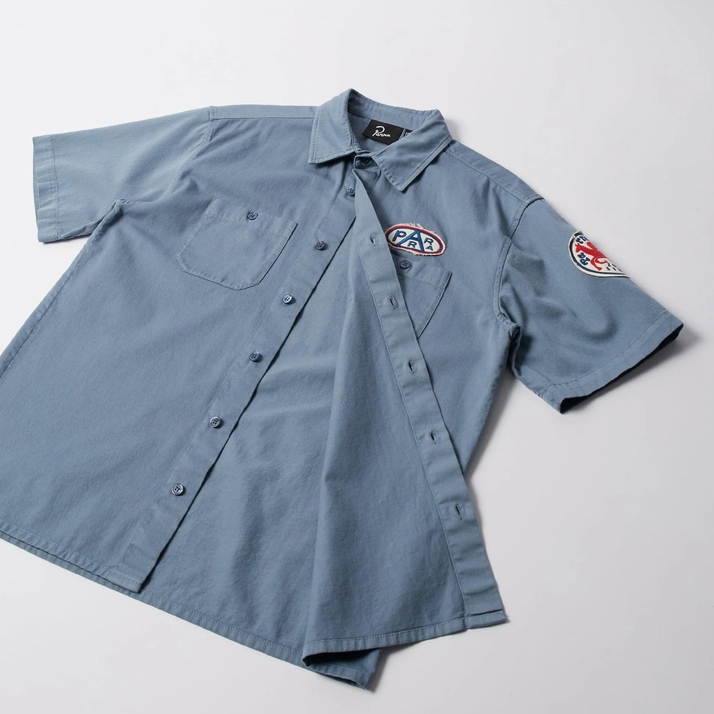 Parra "Gas Station Short Sleeve Shirt" Mens - Blue