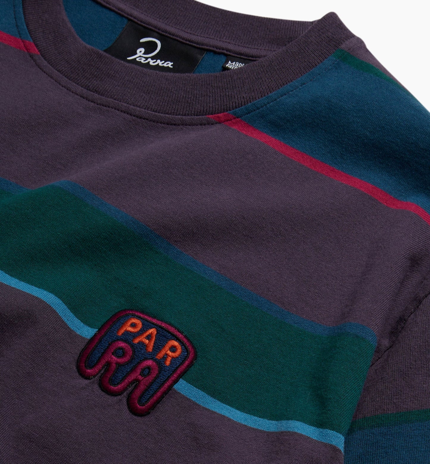 By Parra "Fast Food Logo Striped Tee" M - Aubergine