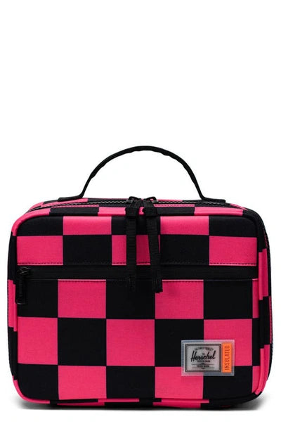 Herschel "Kid Pop Quiz Lunch Box" - Large Check Neon Pink / Black