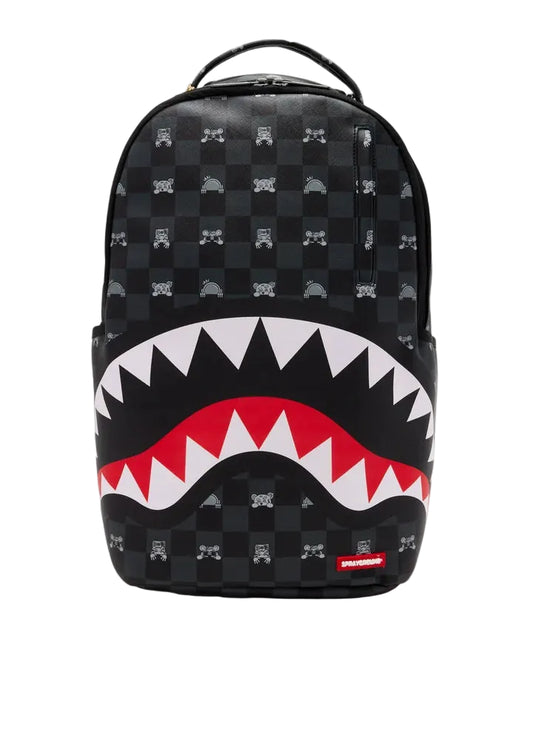 Sprayground " Gray Peeking Character Check Backpack " - Black