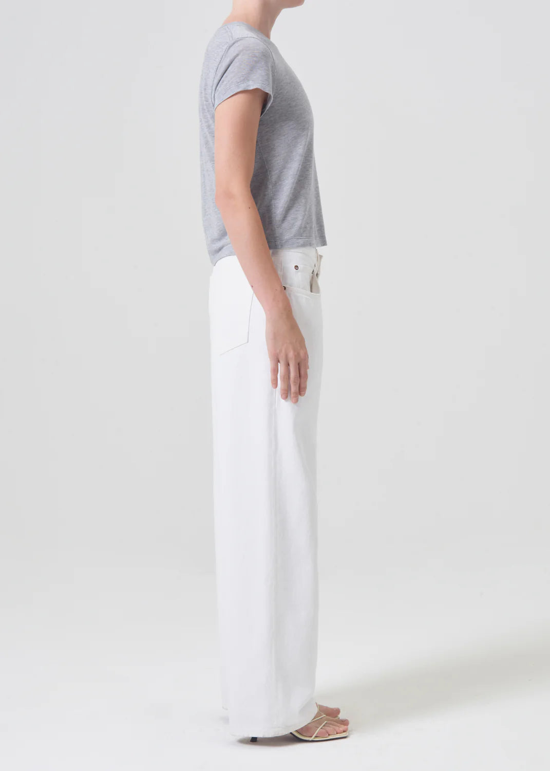 AGOLDE "Adine Shrunken Tee" W - Grey Heather