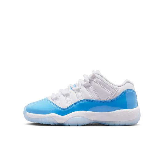 Air Jordan "11 Retro Low" Grade School - White / University Blue-Black