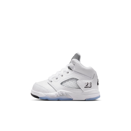 Air Jordan "5 Retro OG" Preschool - White / Black / Metallic Silver