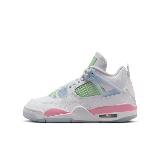 Air Jordan "4 Retro Valentine's Day" Grade School - White / Medium Soft Pink / Half Blue