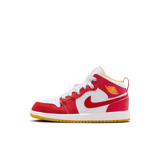 Air Jordan "1 Mid BP" PS - Speed Red / White / Gold