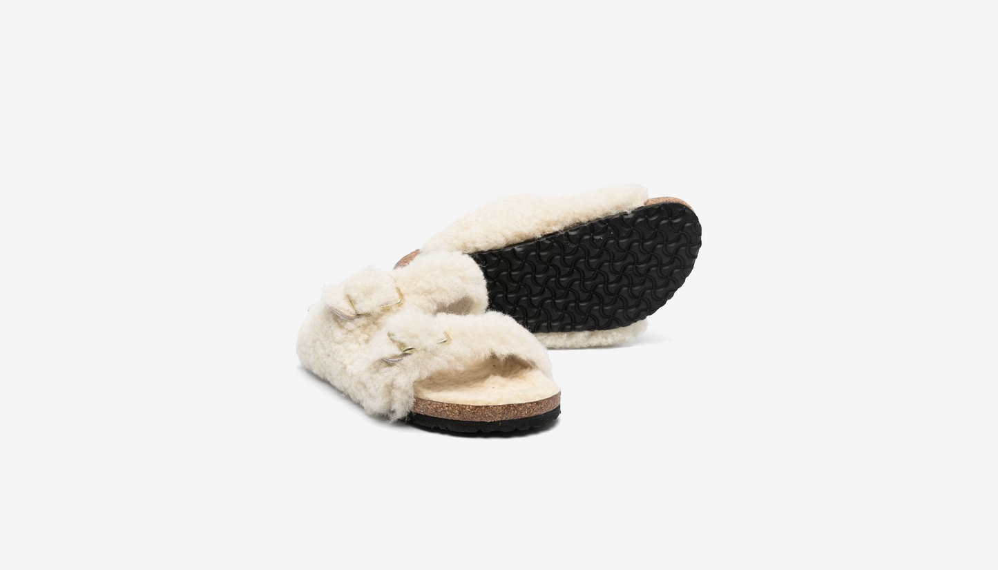 Birkenstock "Arizona Teddy Rivet Logo" K - Teddy Eggshell (Narrow Fit)