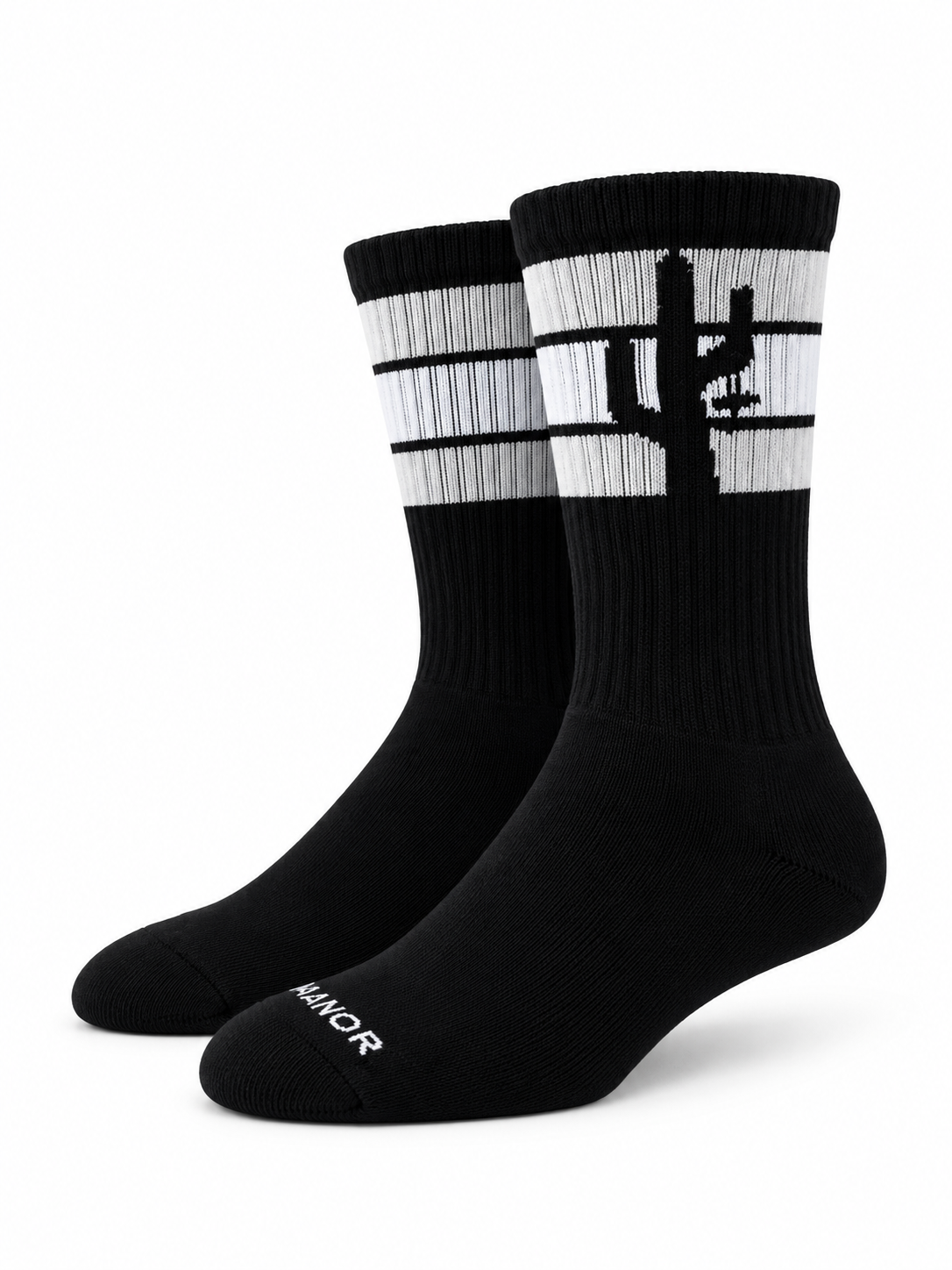 Manor "Striped Hang Time Sock" - Black / Grey / White