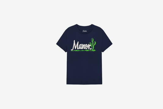 Manor "Script Cactus" T-Shirt M - Navy / Green