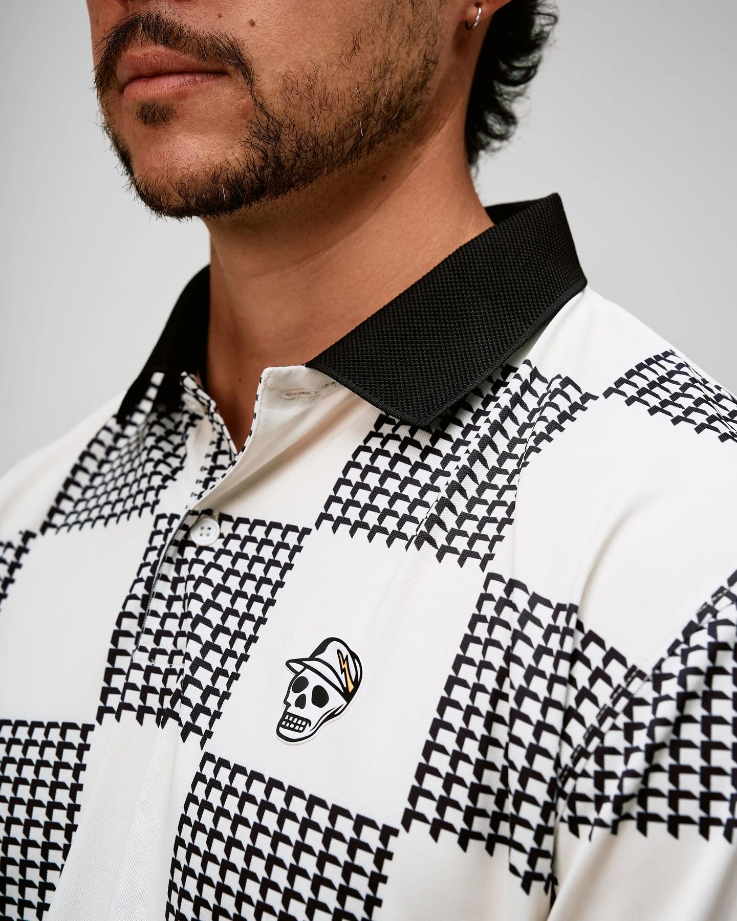 Devereux Golf "Back9 Checker Polo" Mens - Black / White