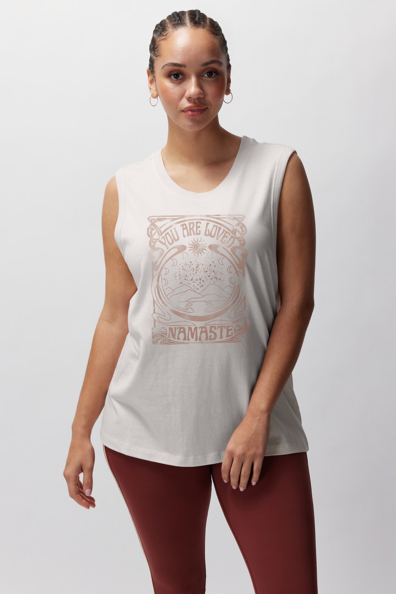 Spiritual Gangster "You Are Loved Irina Muscle Tank" W - Tan