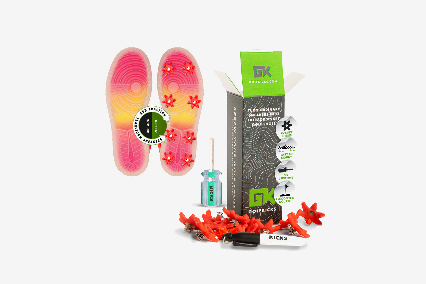 GolfKicks "DIY Traction Kit" M - Neon Red