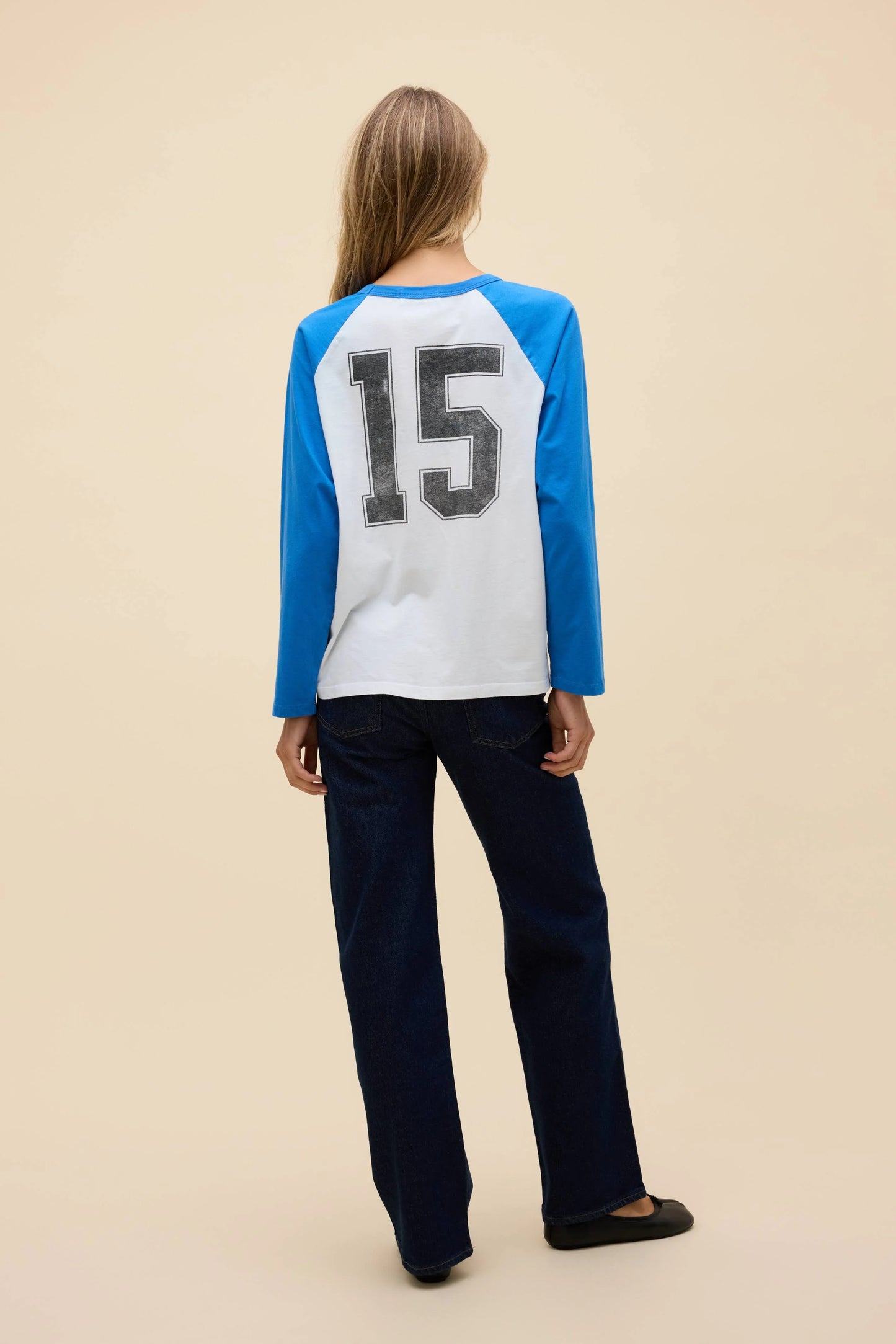 Daydreamer "Peanuts Go For It Oversized Raglan Long Sleeve" Womens - Cobalt Blue