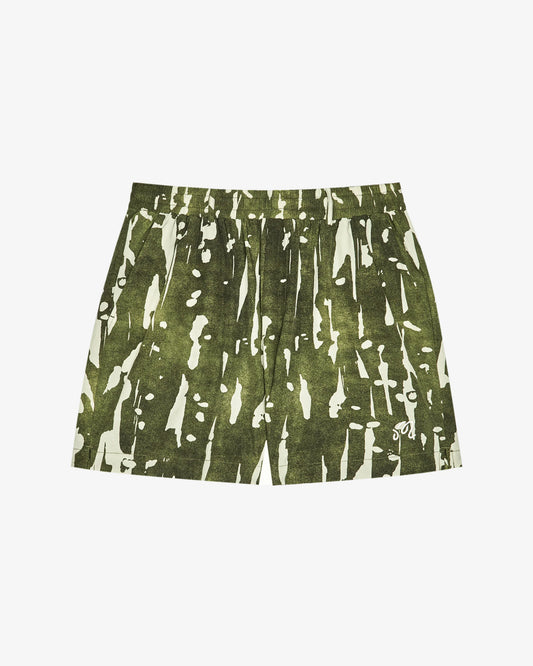 Malbon "Scooter Inkwash Short" Mens - Olive Inkwash