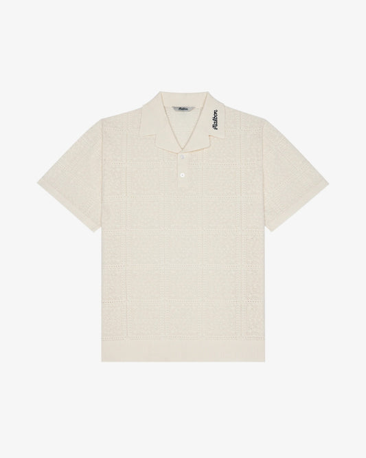 Malbon "Resort Crochet Polo" Mens - Ivory