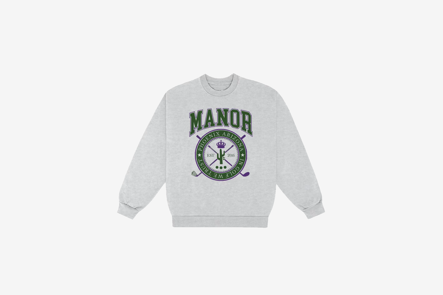 Manor "Mid-Weight Crest Crewneck" M - Light Heather