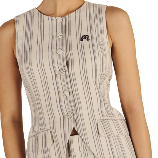 Malbon "Keily Vest" Womens - Cream Stripe