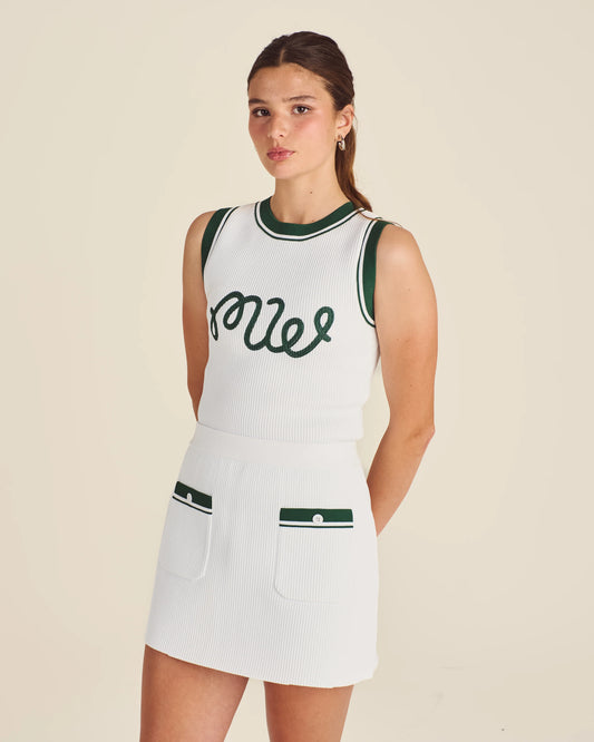 Malbon " Luna Rib Knit Tank " W - White