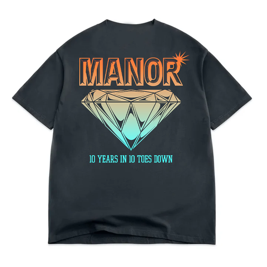 Manor "10 Years In Hangtime T-Shirt" Mens - Vintage Black