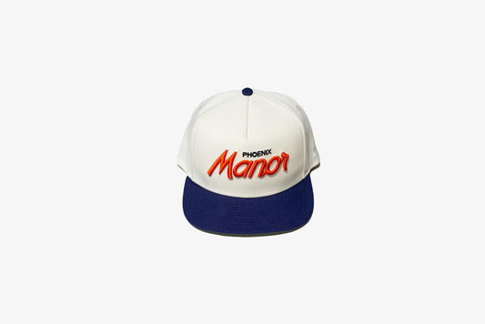 Manor x New Era "Script" 9FIFTY A-Frame Snapback - Cream / Purple / Orange