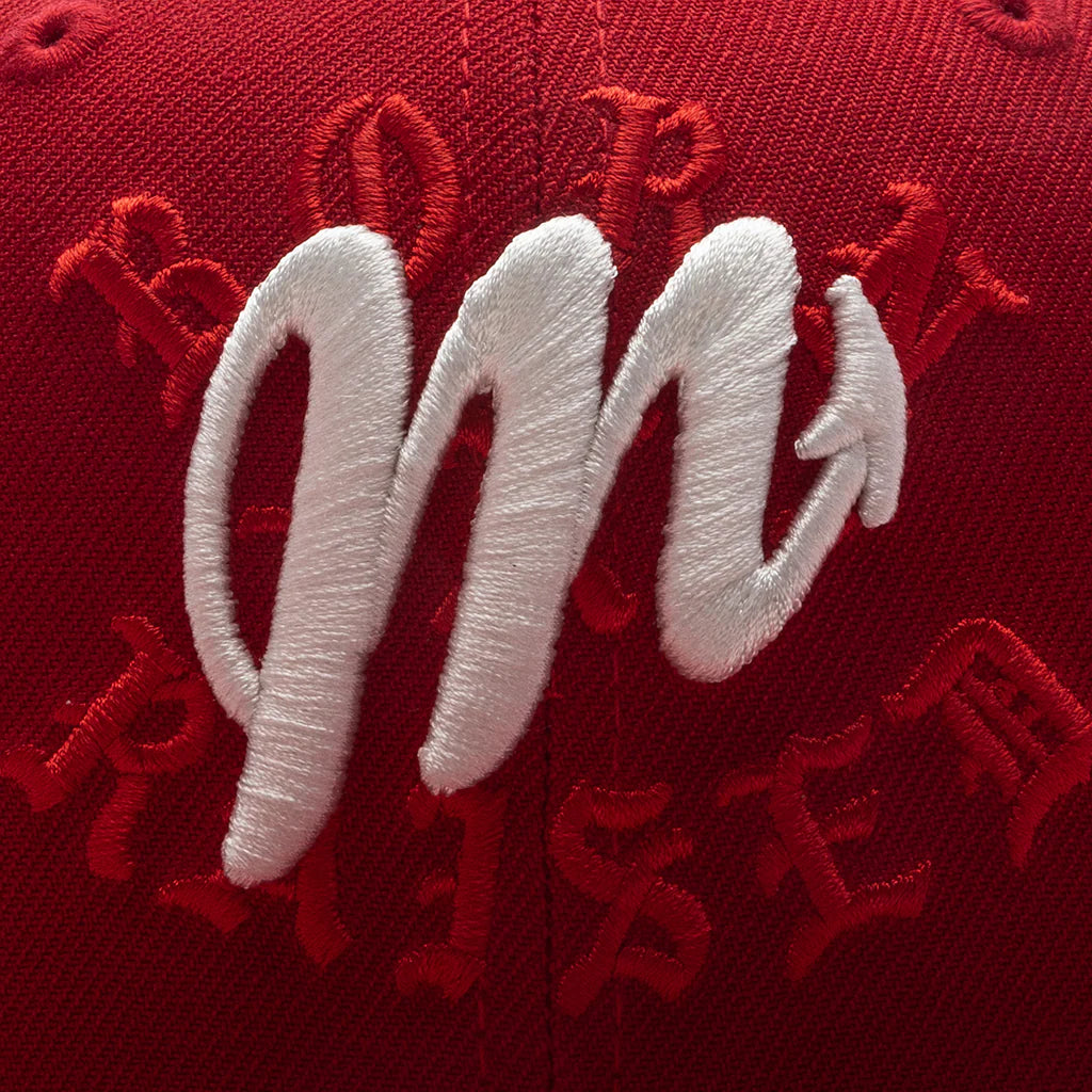 Born x Raised x New Era "Diablos Rojos Script" 59FIFTY Fitted- Red / White