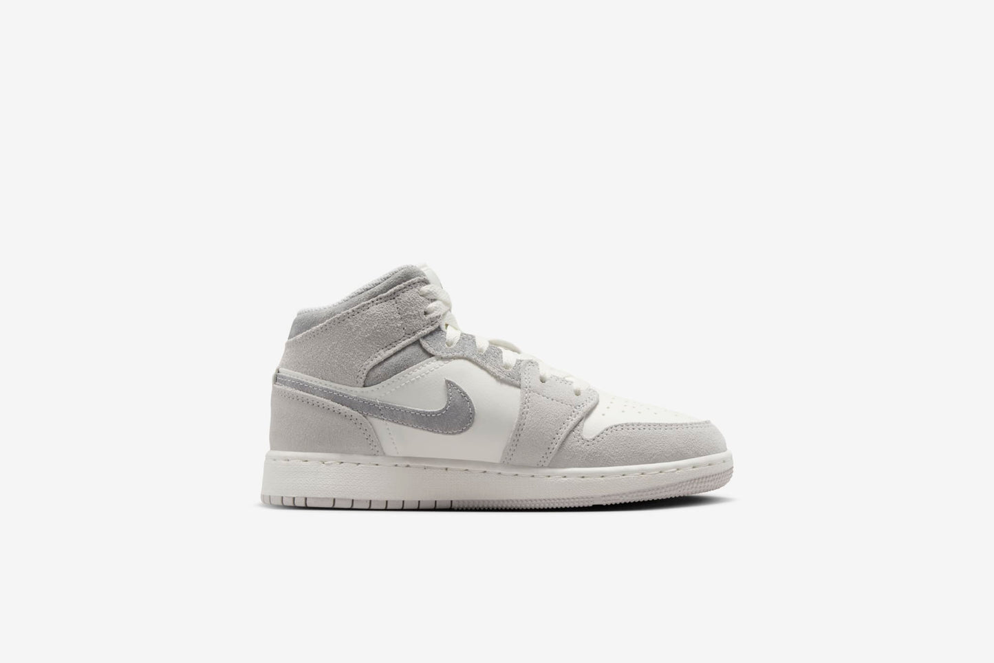 Air Jordan "1 Mid SE" GS - Neutral Grey / Smoke Grey-Sail