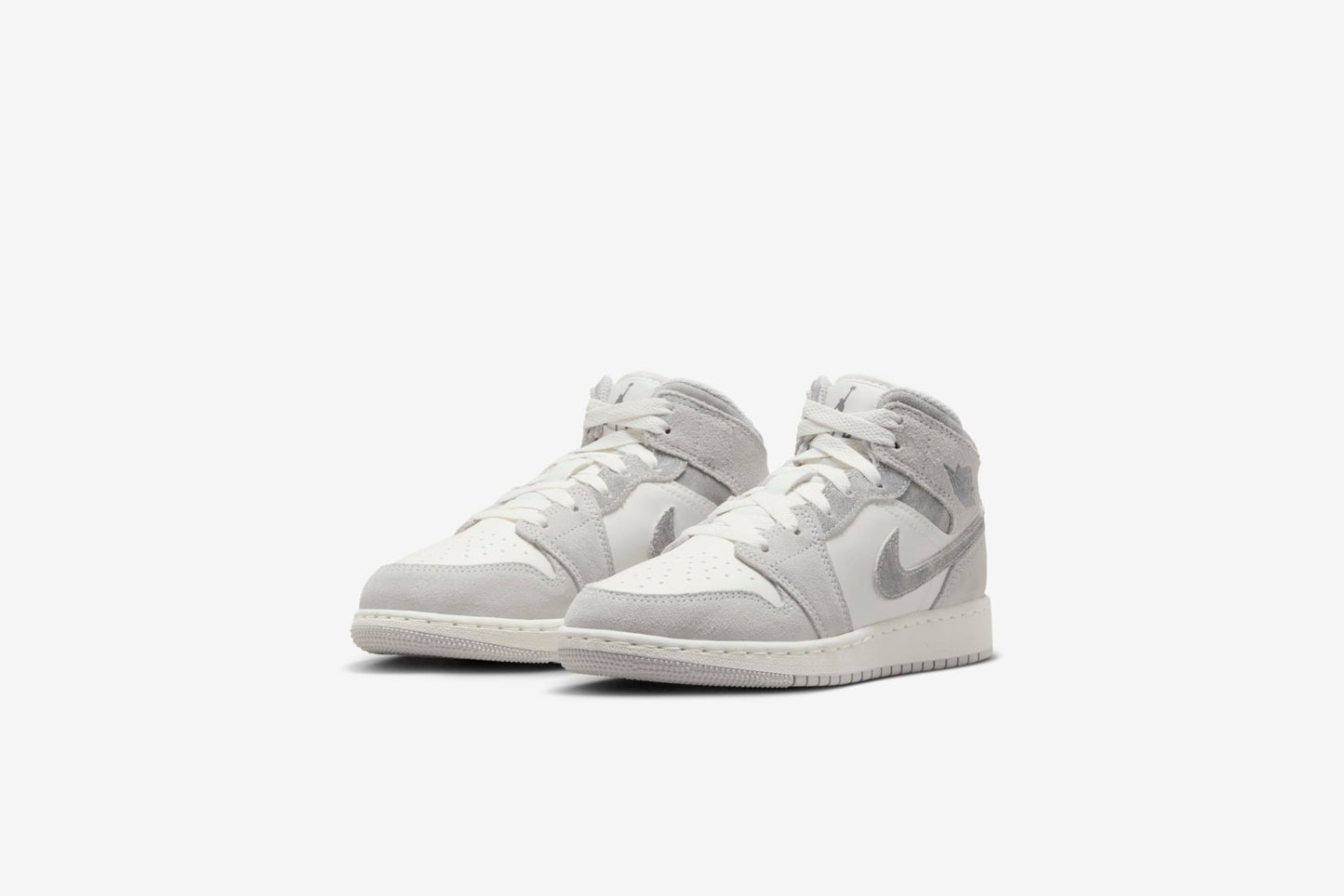 Air Jordan "1 Mid SE" GS - Neutral Grey / Smoke Grey-Sail