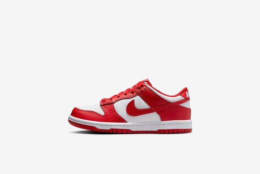 Nike "Dunk Low" Grade School - White / University Red