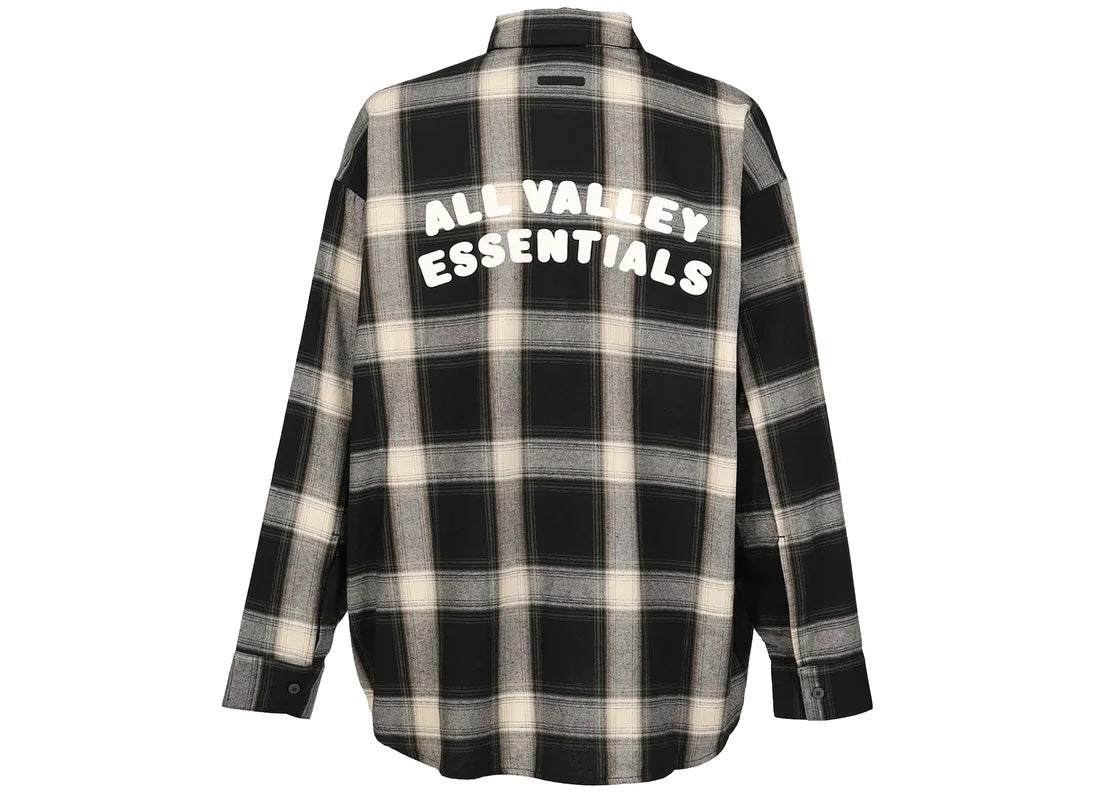 Fear of God Essentials "Button Up Shirt" Mens - Iron Grey Plaid