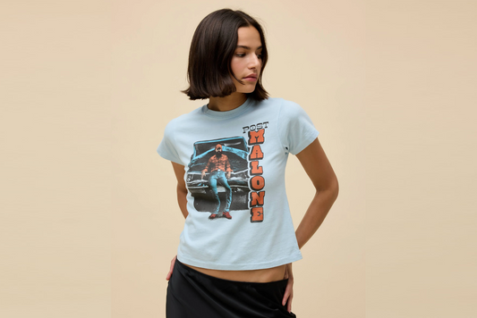 Daydreamer "Post Malone 'Post and Truck' Vintage Tee" W - Baby Blue