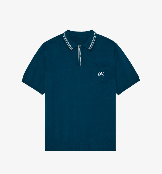 Malbon "Campania Knit Polo" M - Azurra / Blue