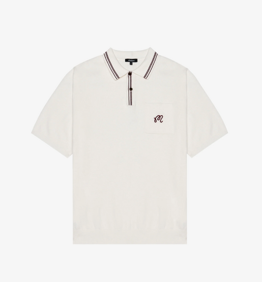 Malbon "Campania Knit Polo" M - Ivory / White