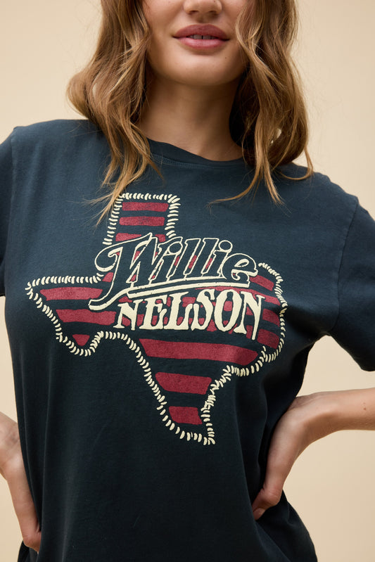 Daydreamer "Willie Nelson Texas Stripes Tour Tee" W - Vintage Black