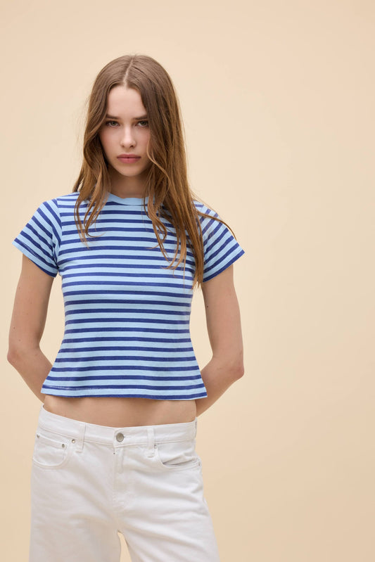 Daydreamer "Stripe Vintage Tee" Womens - Cloud Blue Stripe