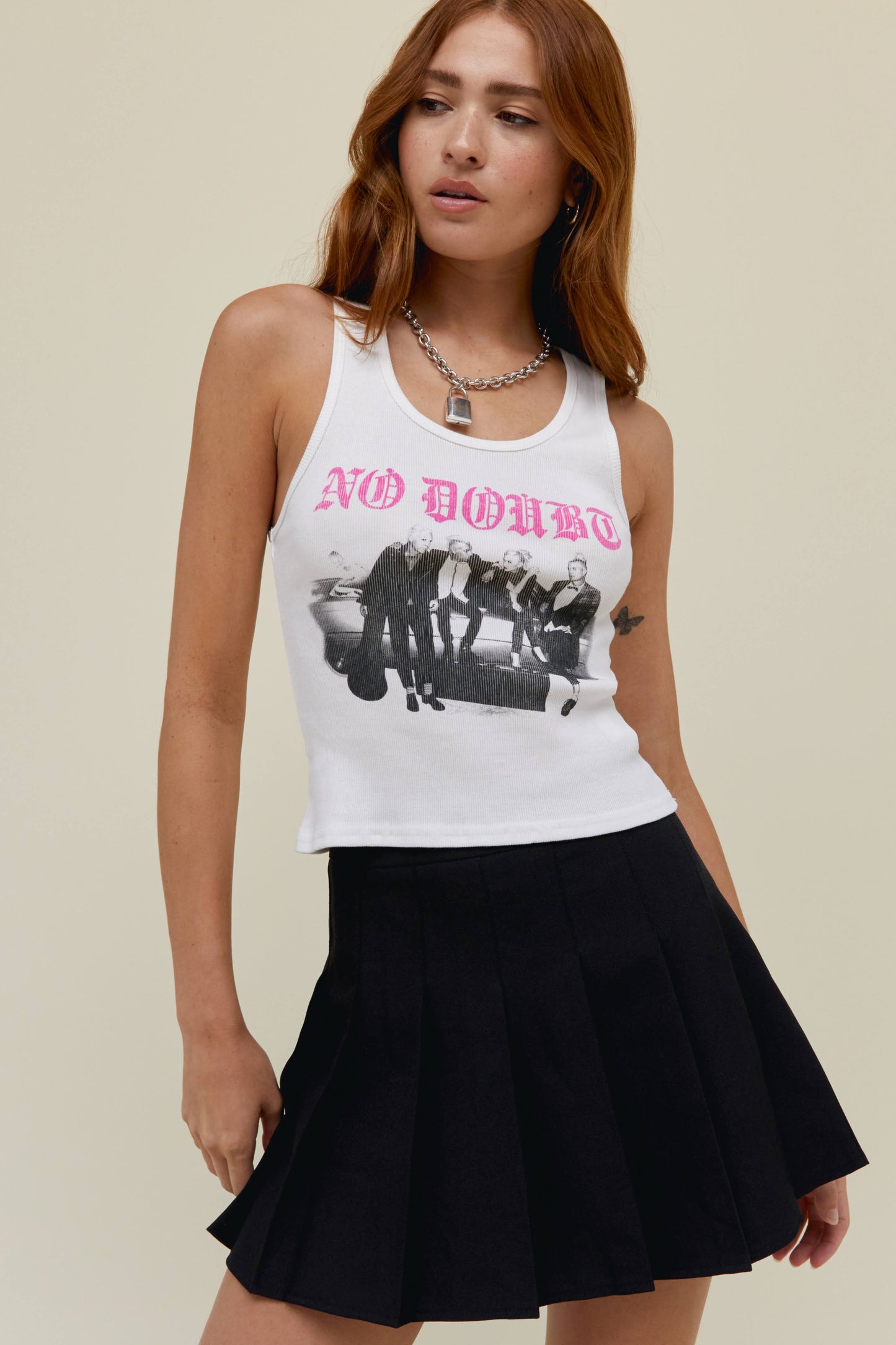 DayDreamer "No Doubt Seven Night Stand Ribbed Tank" W - White / Pink