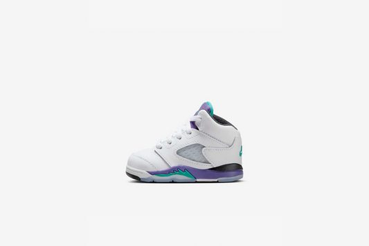 Air Jordan "5 Retro OG" TD - White / New Emerald / Grape