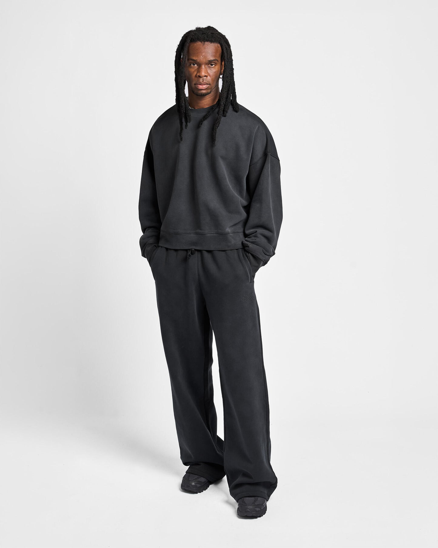 Jordan "Cropped Fleece Crew-Neck" Mens - Black / Black