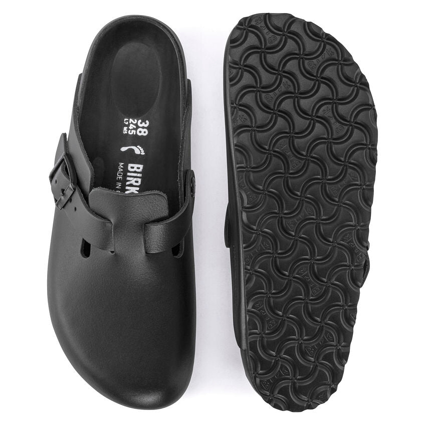 Birkenstock "Boston Exquisite Leather (Regular Fit)" M - Black / Black