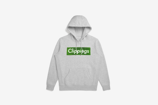 Manor "Grassy Box Logo" Pull Over Hooded Sweatshirt M - Heather Grey / Grassy Green