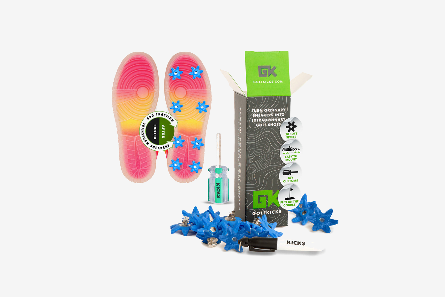 GolfKicks "DIY Traction Kit" M - Water / Blue