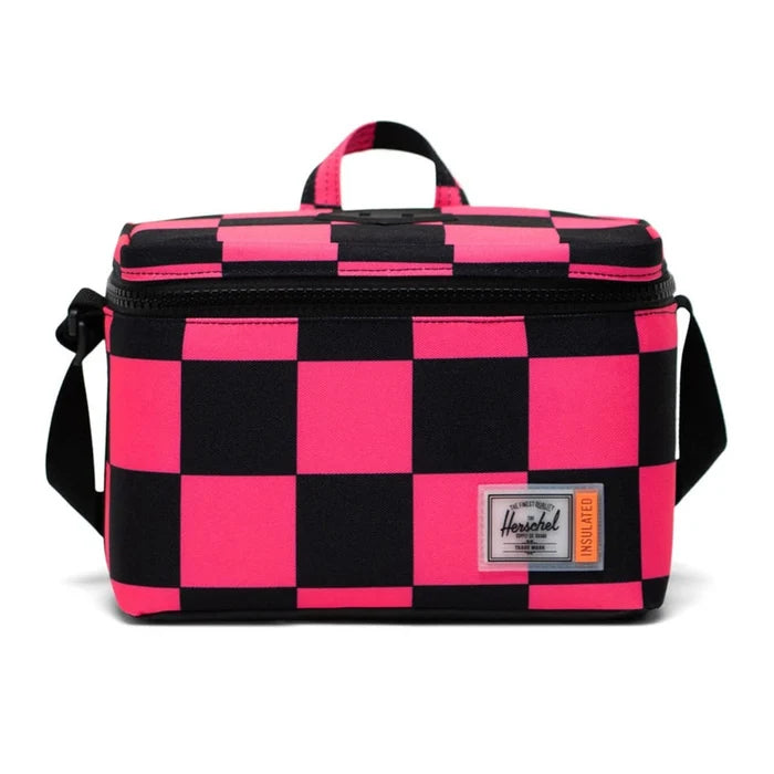 Herschel "Insulated Heritage Cooler Insert" - Large Check Neon Pink / Black