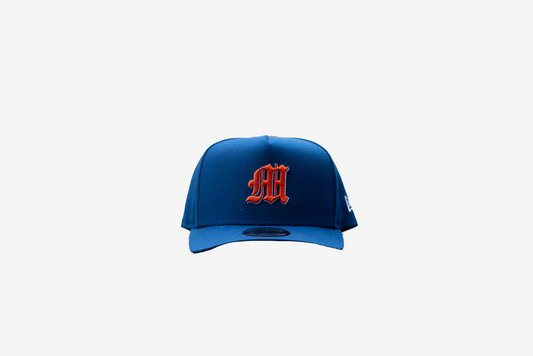 Manor x New Era "Old English M" 9FIFTY A-Frame Snapback - Blue / Orange