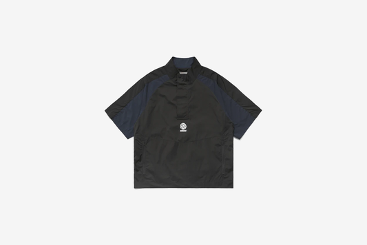 Metalwood Studio "Short Sleeve Paneled Wind Shirt" M - Black / Navy